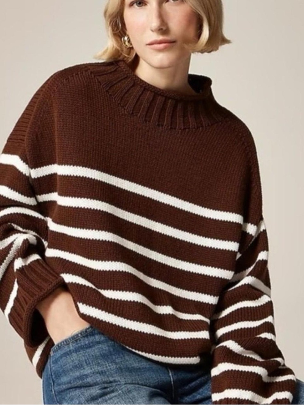 J.Crew Women's 2025 Rollneck™ sweater in stripe Sz Small Viral